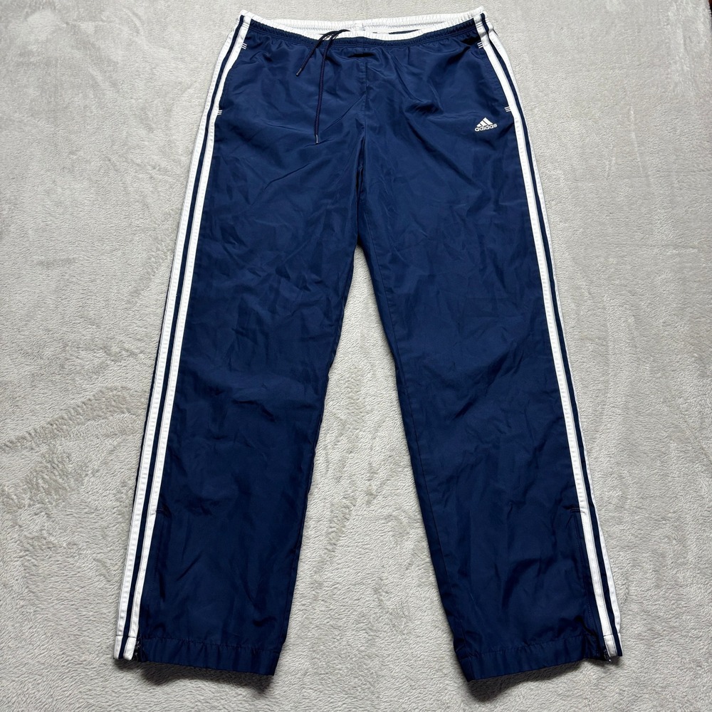 VTG Adidas Womens M Navy Blue 3 Stripe Windbreaker Track Pants Y2K Mesh Lined